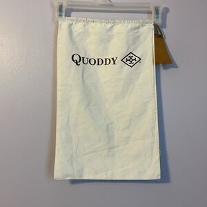 Quoddy Cream Dust Bag With Leather Brand Tag Drawstring Closure